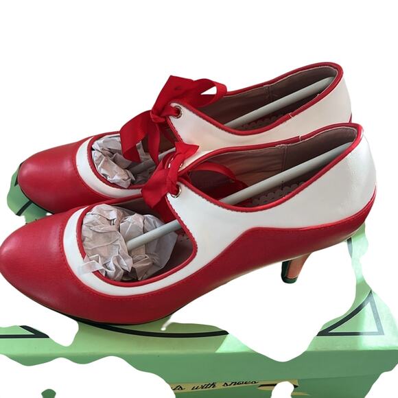 Lulu Hun London Jeanie High Heel Red and White Size 7 eu 38 UK 5 - Picture 5 of 12